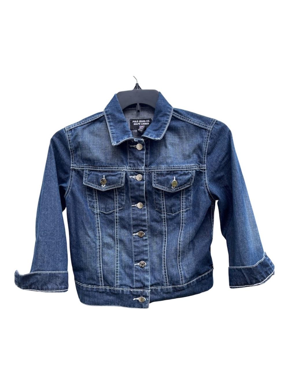 Vintage Polo Jeans Co Ralph Lauren Saturday Denim Jacket Womens M Cropped Blue